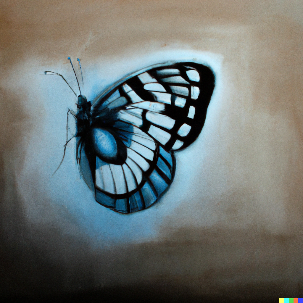 painting of a butterfly. 